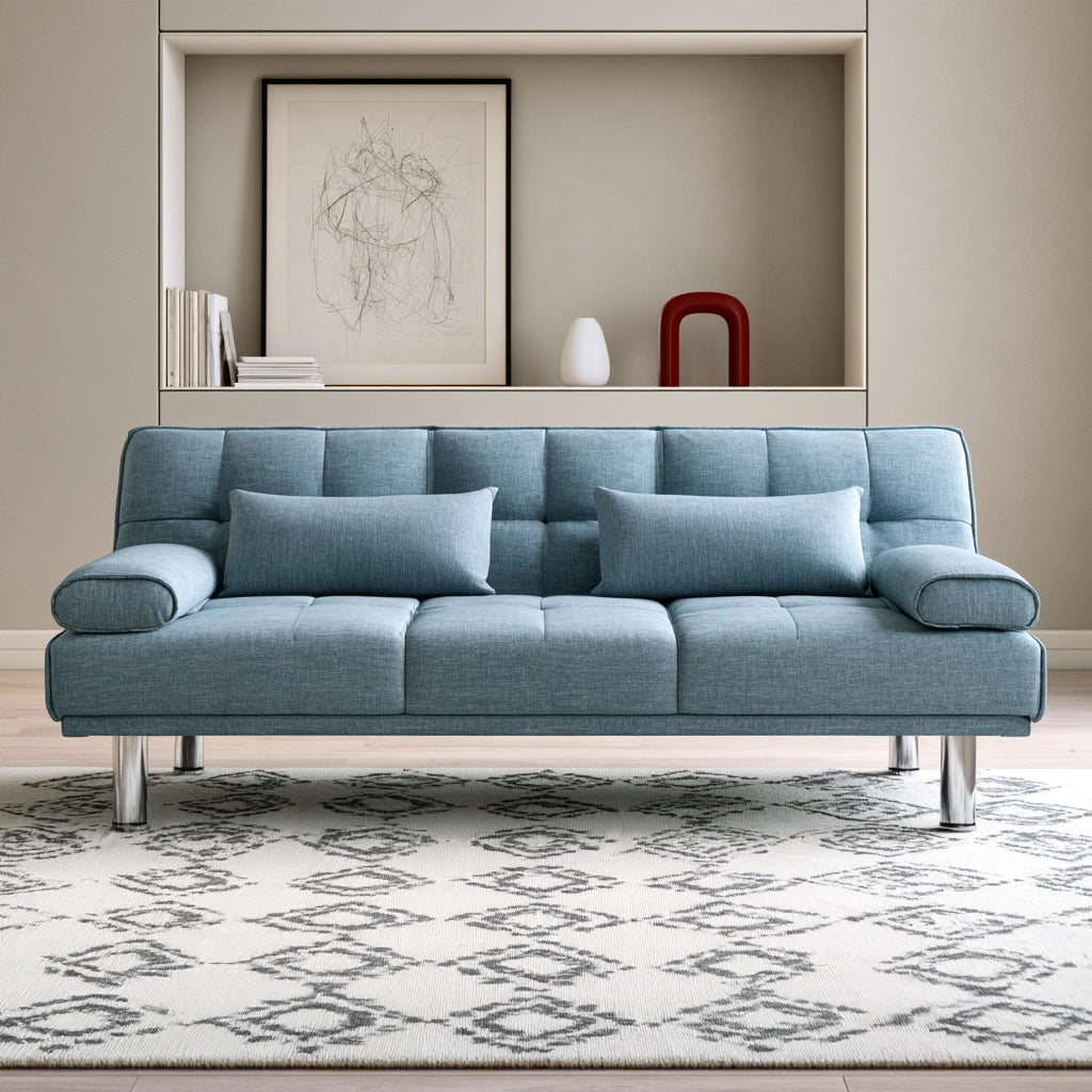 Tapicerowana sofa do salonu, tapicerowany tkaniną, kolor: jasnoniebieski